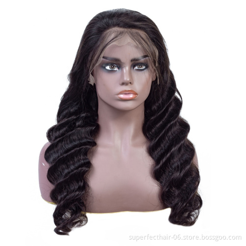 Superfect Wholesale Virgin Remy Hair Lace Front Wigs Loose Deep Wave Closure Front Wig Brazilian Hair Pre plucked For Women